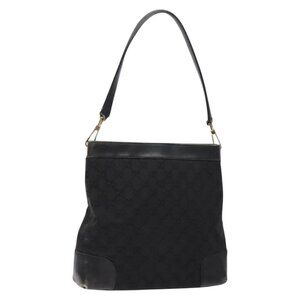 GUCCI GG Canvas Shoulder Bag Black Gold 33900